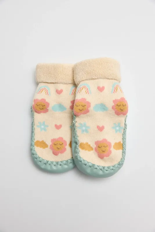 Calzino termico per neonati Sweet Flowers con suola antiscivolo