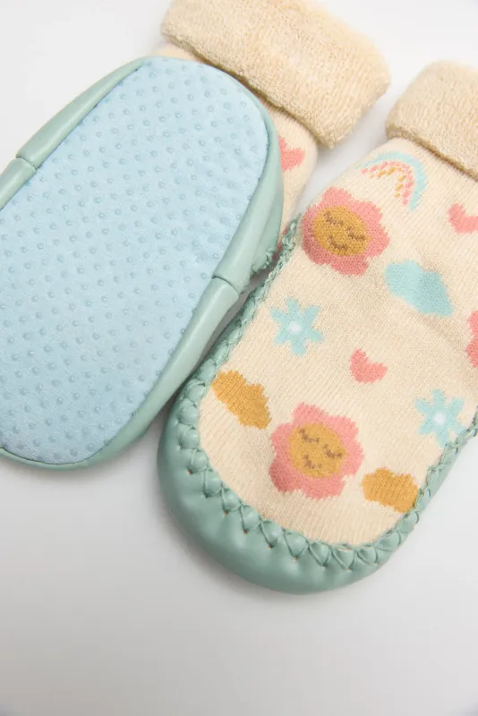 Calzino termico per neonati Sweet Flowers con suola antiscivolo