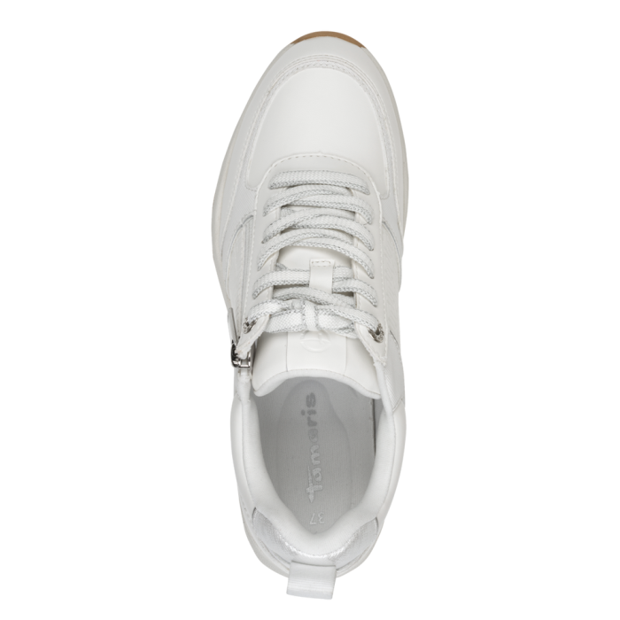 Sneakers bianche da Donna con tacco e zip