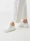 Sneakers bianche in vera pelle con zeppa