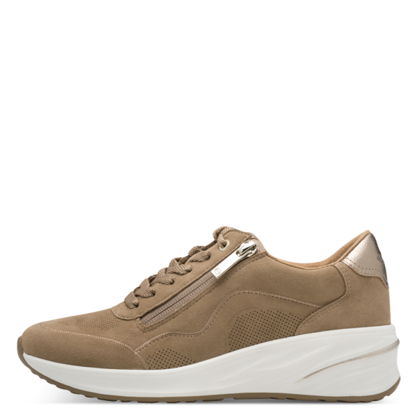 Sneakers eleganti in vera pelle con zeppa