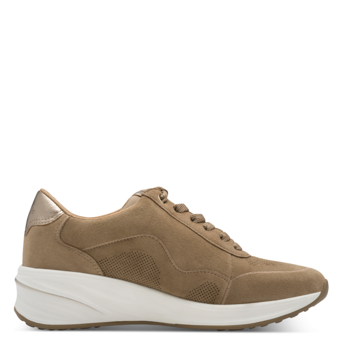 Sneakers eleganti in vera pelle con zeppa