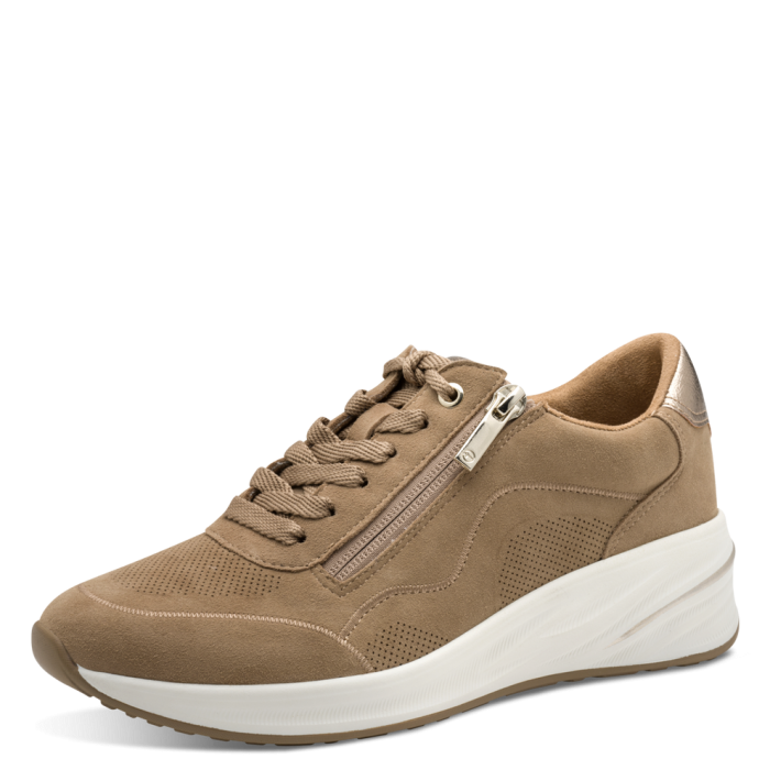 Sneakers eleganti in vera pelle con zeppa