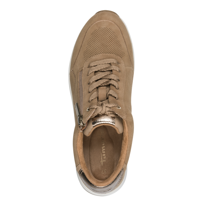 Sneakers eleganti in vera pelle con zeppa