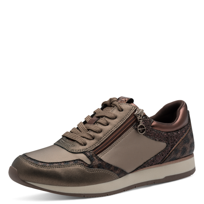 Sneakers Eleganti Taupe Glam con Zip