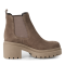 Stivaletti beige in pelle camoscio con tacco