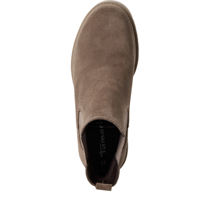 Stivaletti beige in pelle camoscio con tacco