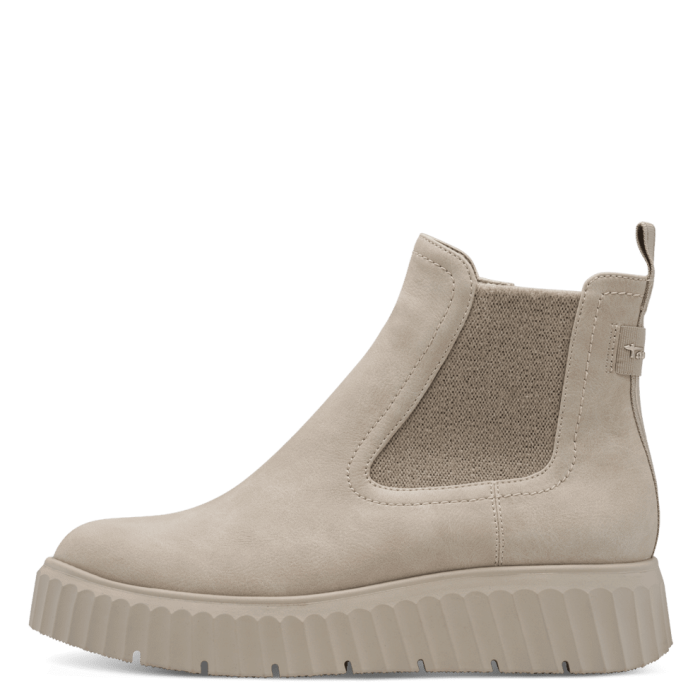 Stivaletti beige in pelle vegana con cerniera