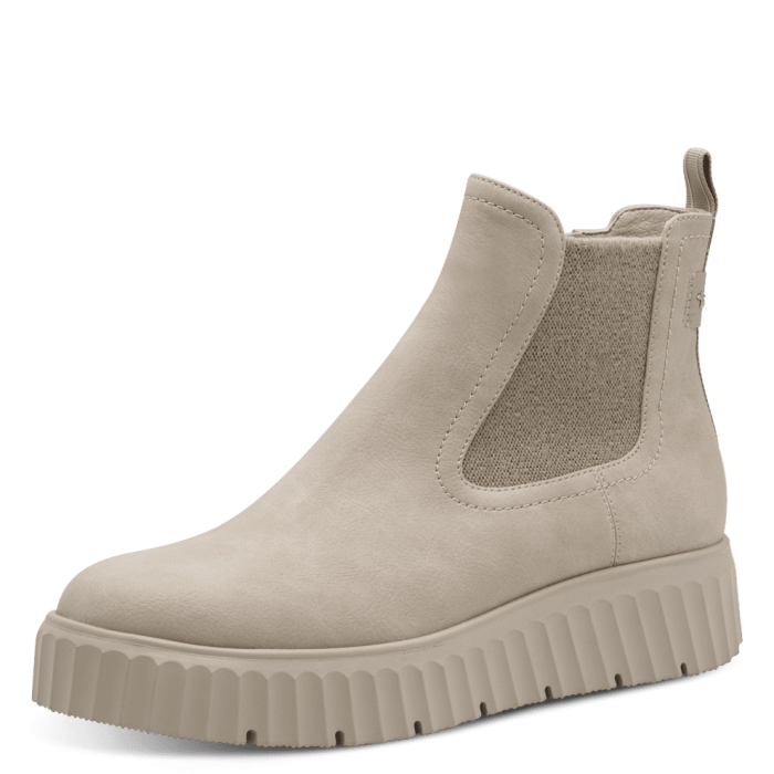 Stivaletti beige in pelle vegana con cerniera