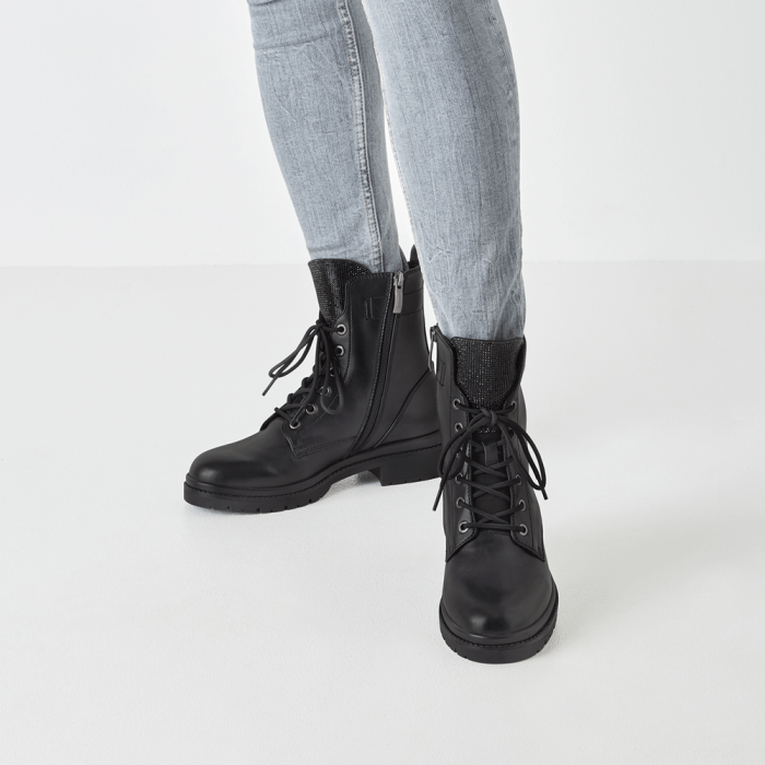 Stivaletti neri in pelle vegan con tacco 4,5 cm