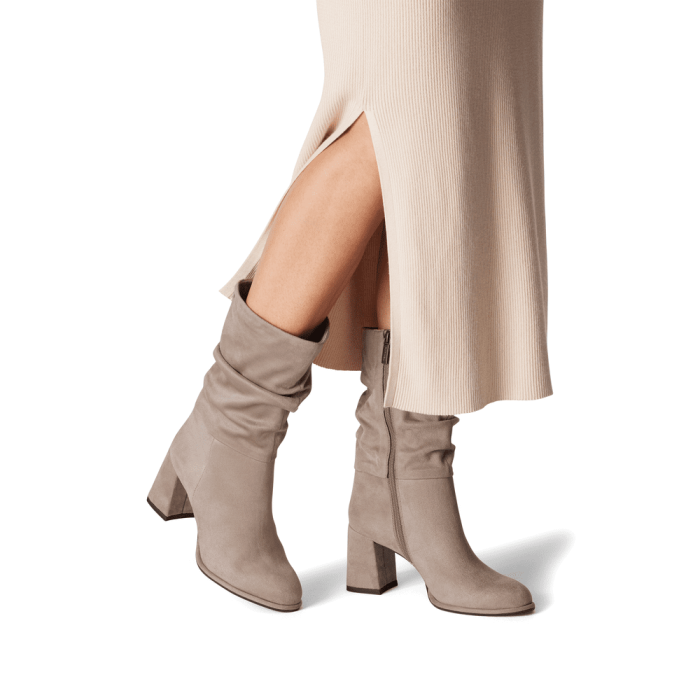 Stivaletti taupe tortora con tacco 7,5 cm